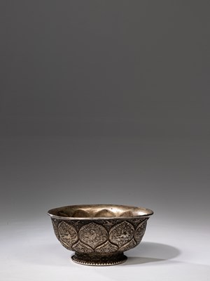 Lot 50 - TIBETAN SILVERED BRONZE BOWL 18TH CENTURY