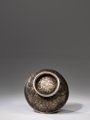 Lot 50 - TIBETAN SILVERED BRONZE BOWL 18TH CENTURY