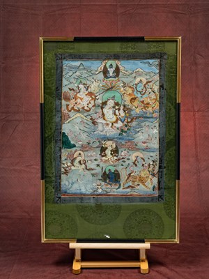 Lot 191 - BUDDHIST THANGKA DEPICTING MAJUSRI AND SAMANTABHADRA