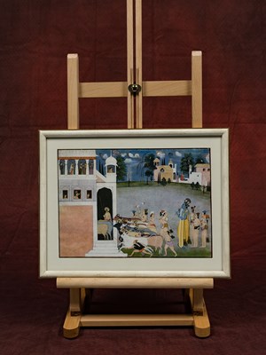 Lot 132 - DIVINE LORD KRISHNA WITH FRIENDS WITH COWS