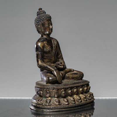 Lot 37 - TIBETAN BRONZE BUDDHA 18TH CENTURY